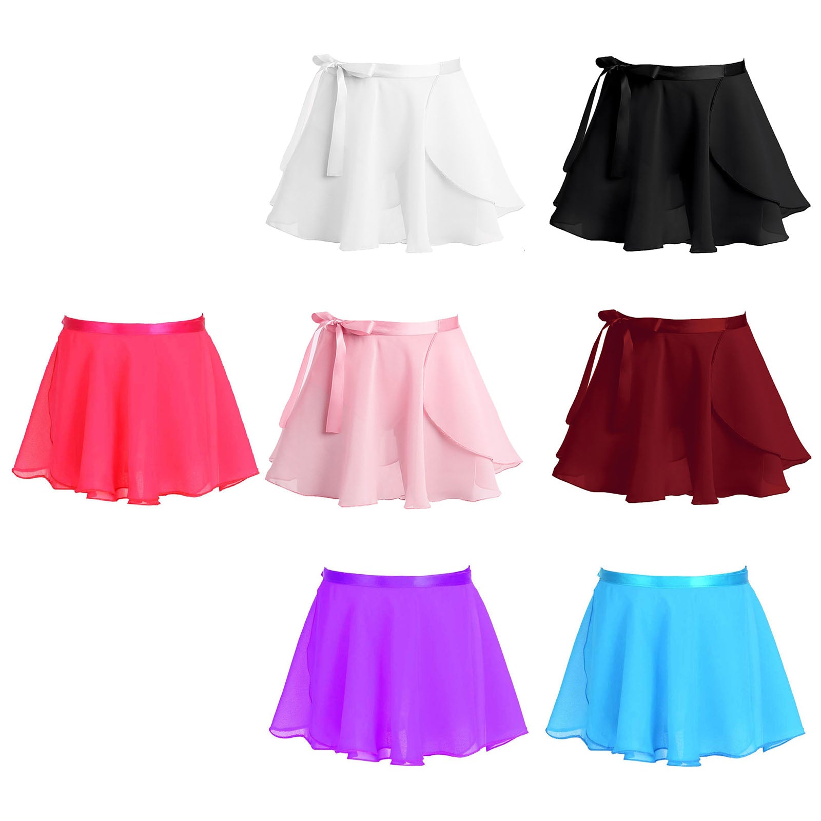 Kids Girls Ballet Skirt Dance Basic Classic Chiffon Mini Pull-On Wrap Skirt Ballerina Costume Dance Gymnastics Leotard Skirts