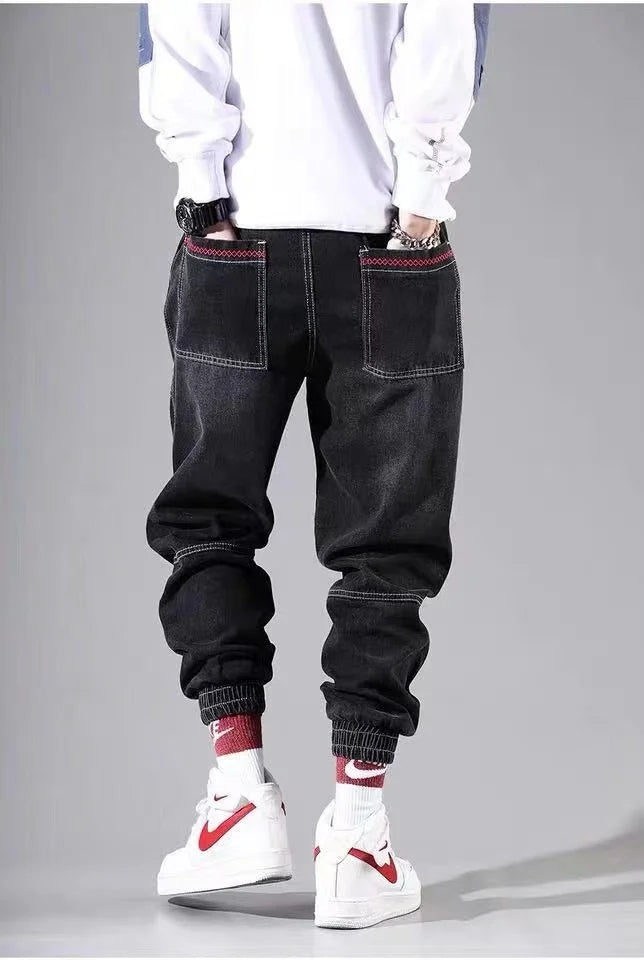 2025 New Streetwear Hip Hop Cargo Pants Men's jeans Cargo Pants Elastic Harun pants Joggers Pants In Autumn and Spring Men Cloth