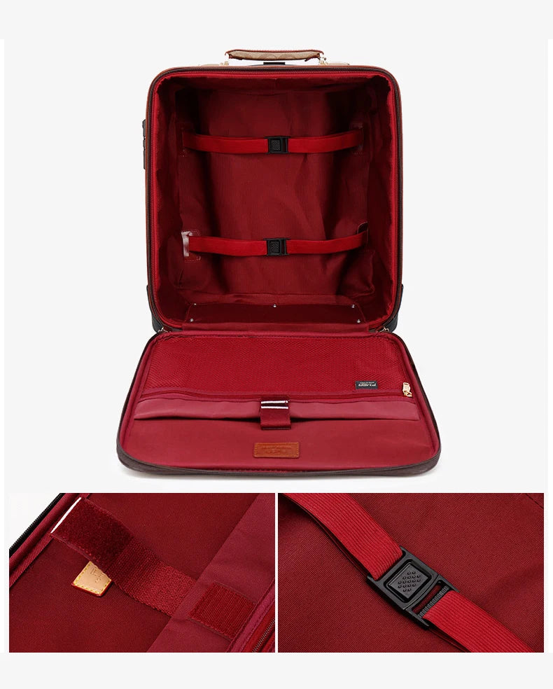 Luxury pu leather trolley luggage sets with handbag fashion rolling suitcase popular trolley luggage travel bag carry-ons