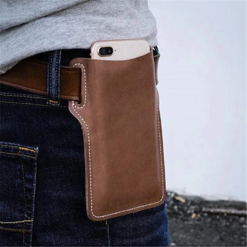 Men Cellphone Loop Holster Case Belt Waist Bag Props Leather Purse Phone Wallet Outdoor Portable Phone Belt Bag