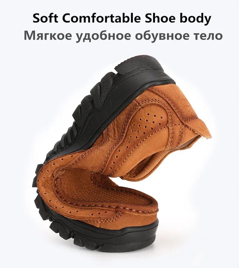 2024 New Men Shoes Genuine Leather Men Flats Loafers High Quality Breathable Outdoor Men Sneakers Male Casual Shoes Plus Size 48