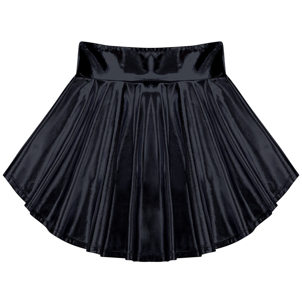 Girls Ballet Dance Skirts Solid Color Ruffle Irregular Hem Dance Party Costume Kids Dance Wear Bronzing Cloth Mini Skirts