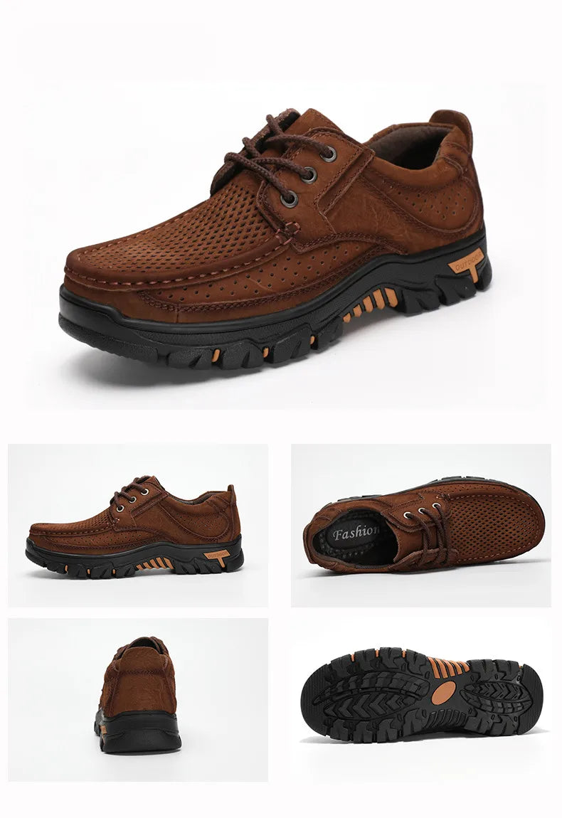 2024 New Men Shoes Genuine Leather Men Flats Loafers High Quality Breathable Outdoor Men Sneakers Male Casual Shoes Plus Size 48