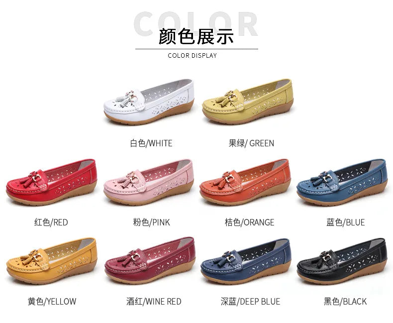 Sneakers Women Flats Summer Women Genuine Leather Shoes with Low Heels Slip on Casual Flat Shoes Women Dance Soft Nurse Shoes