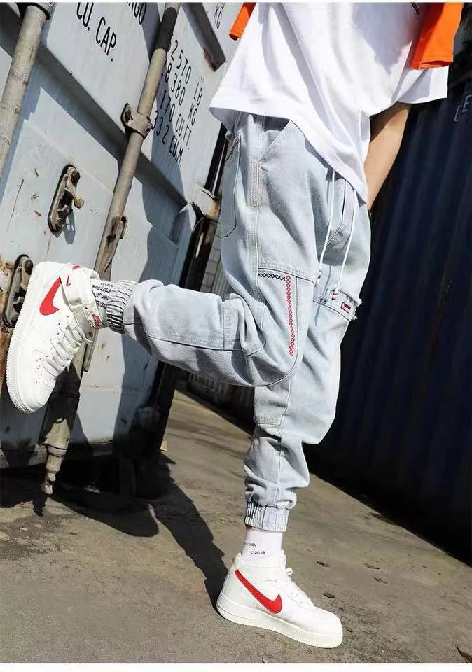 2025 New Streetwear Hip Hop Cargo Pants Men's jeans Cargo Pants Elastic Harun pants Joggers Pants In Autumn and Spring Men Cloth