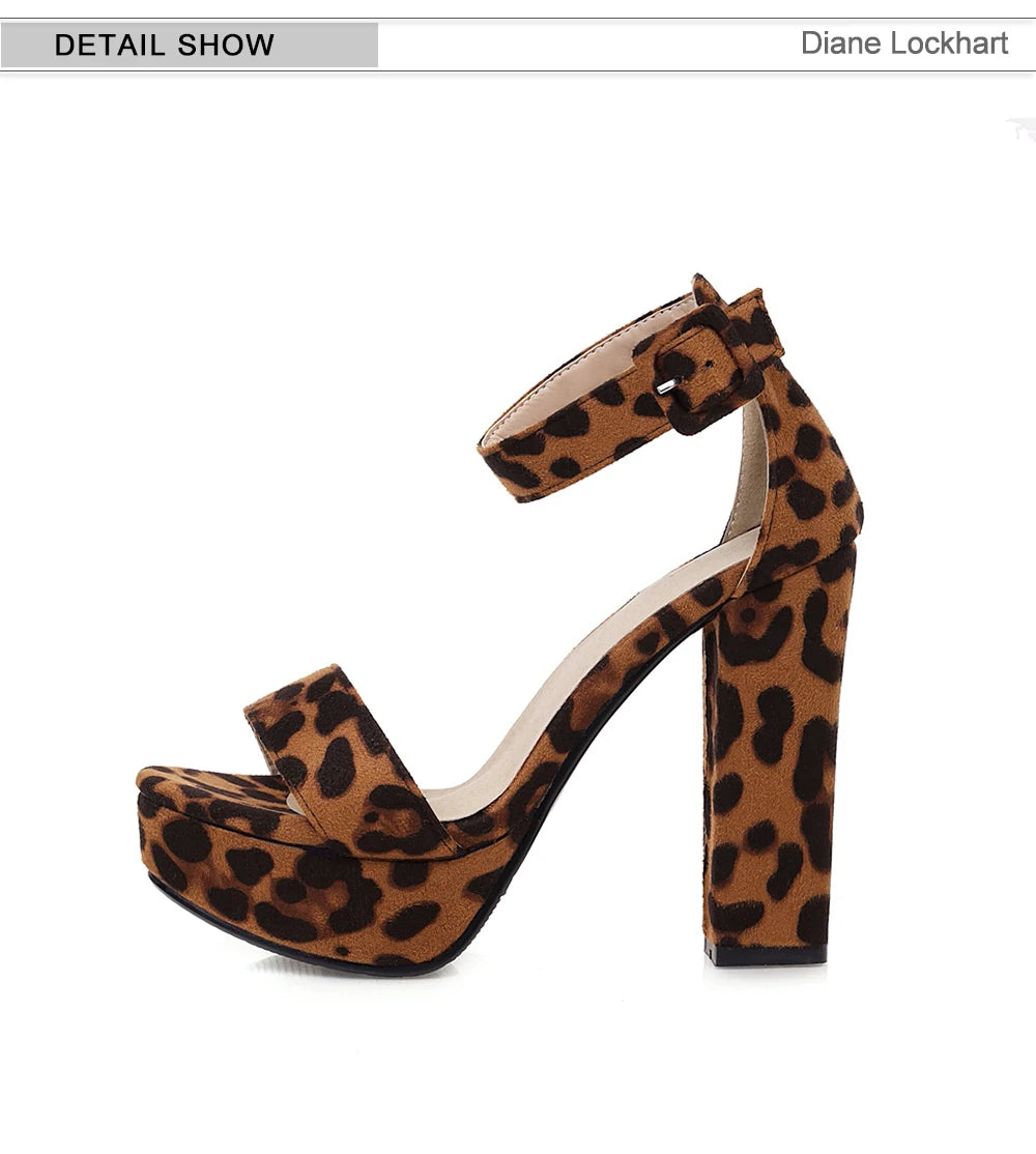 Ladies Platform Super high heel sandals leopard heels Woman Party dress shoes summer Sandalia Feminina Femme Sandalias De Mujer