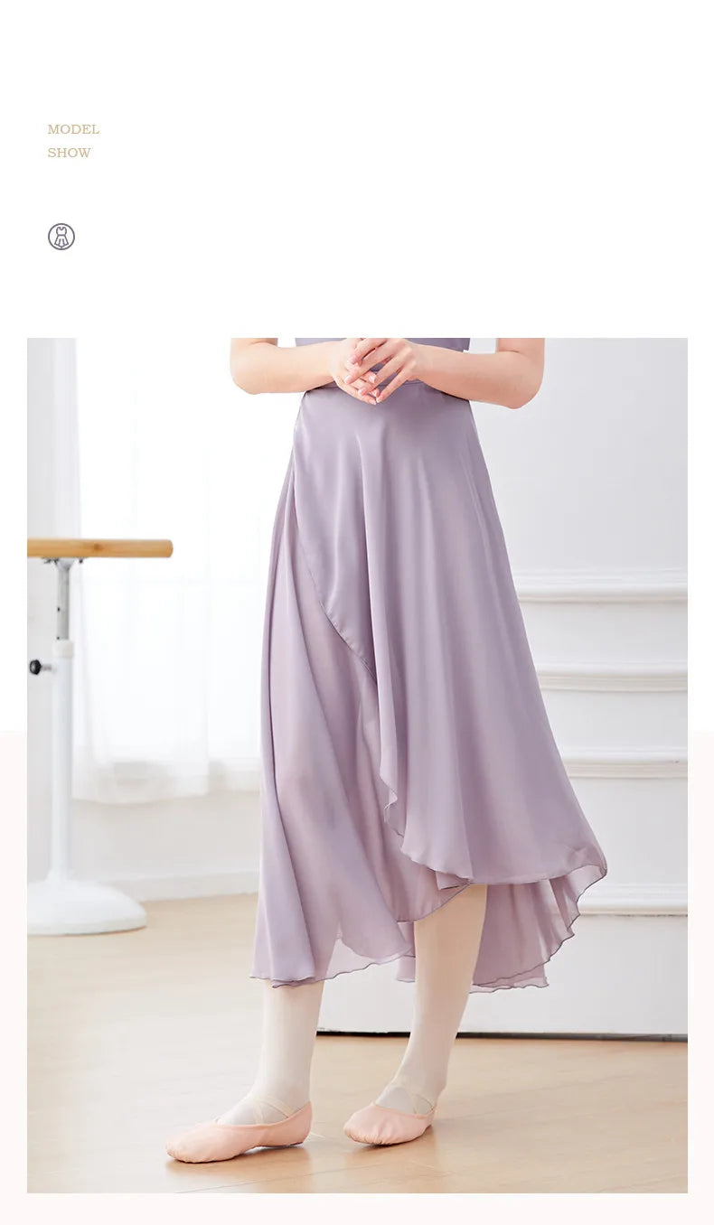Dance Skirt Women Long Chiffon Ballet Skirts Adult Ballroom Dance Skirt Black Burgundy Ballet Costume Waist Tie Dress