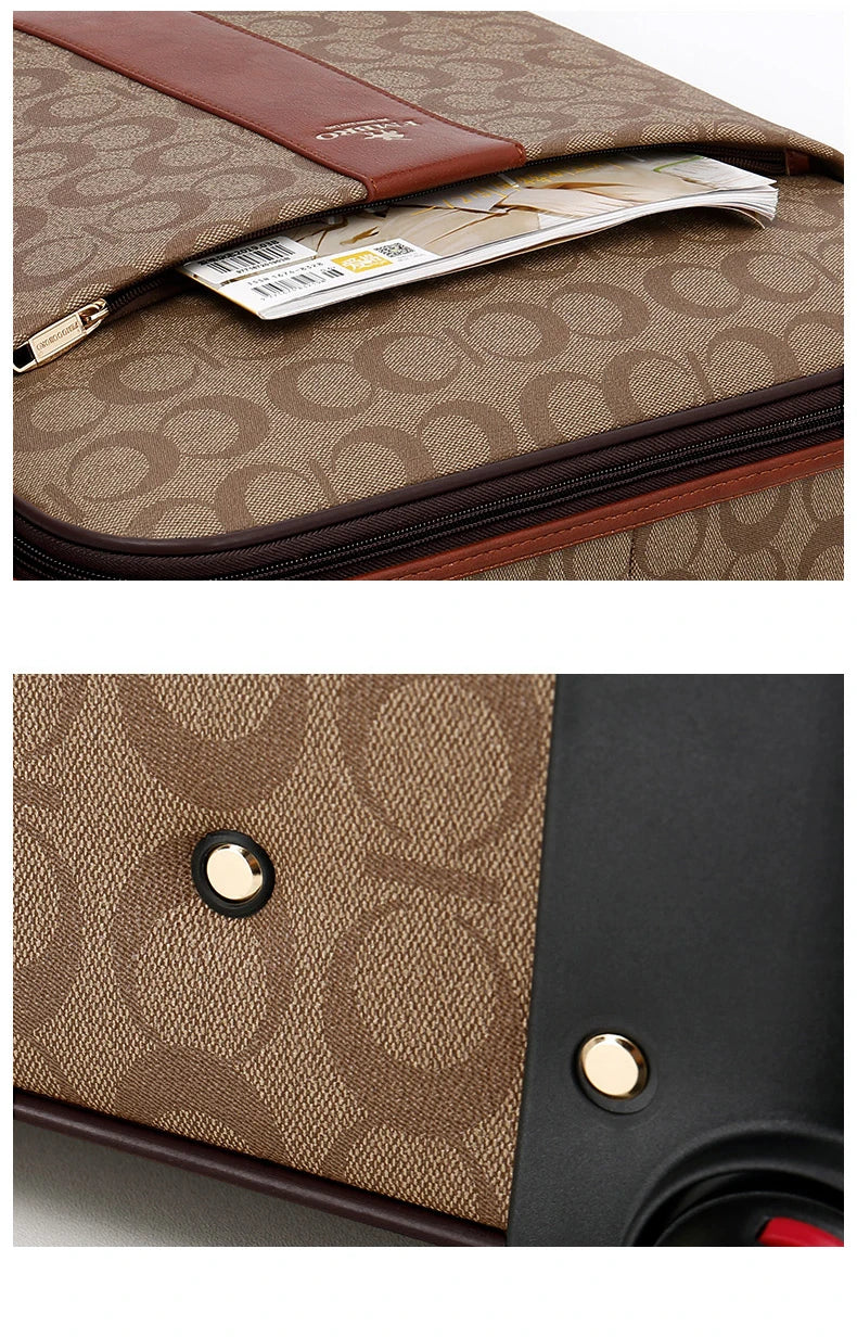 Luxury pu leather trolley luggage sets with handbag fashion rolling suitcase popular trolley luggage travel bag carry-ons