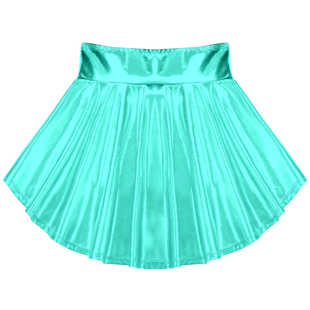 Girls Ballet Dance Skirts Solid Color Ruffle Irregular Hem Dance Party Costume Kids Dance Wear Bronzing Cloth Mini Skirts