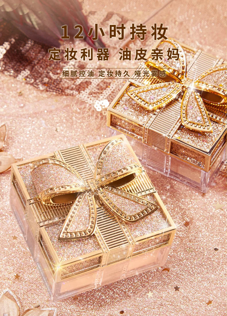 2 Colors Makeup Loose Powder Transparent Finishing Powder Waterproof Cosmetic Puff For Face Finish Setting With Puff