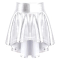 Girls Ballet Dance Skirts Solid Color Ruffle Irregular Hem Dance Party Costume Kids Dance Wear Bronzing Cloth Mini Skirts