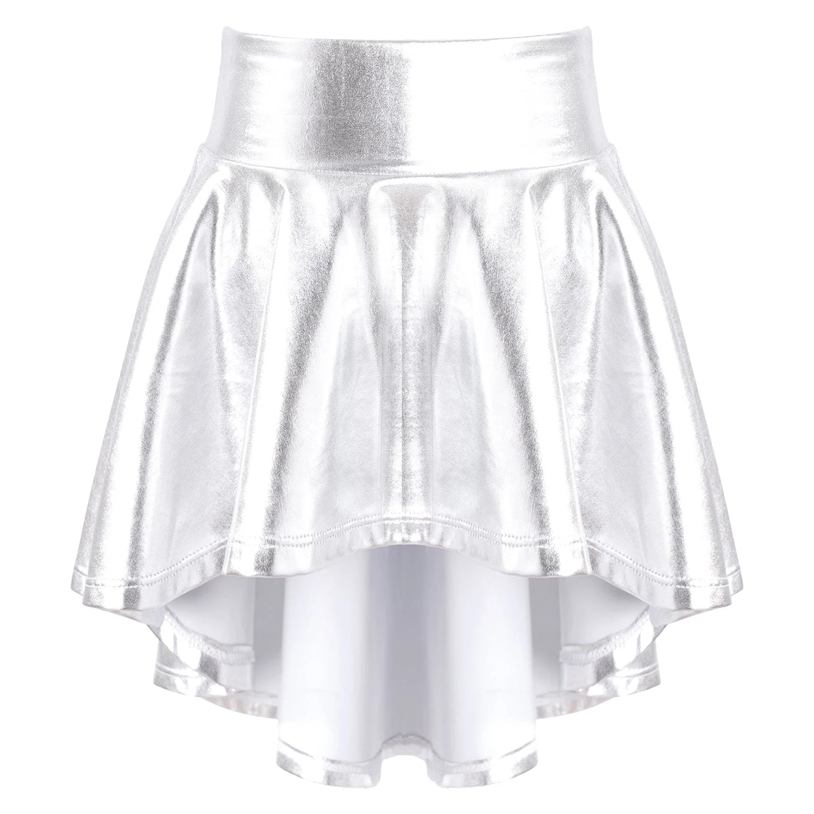 Girls Ballet Dance Skirts Solid Color Ruffle Irregular Hem Dance Party Costume Kids Dance Wear Bronzing Cloth Mini Skirts