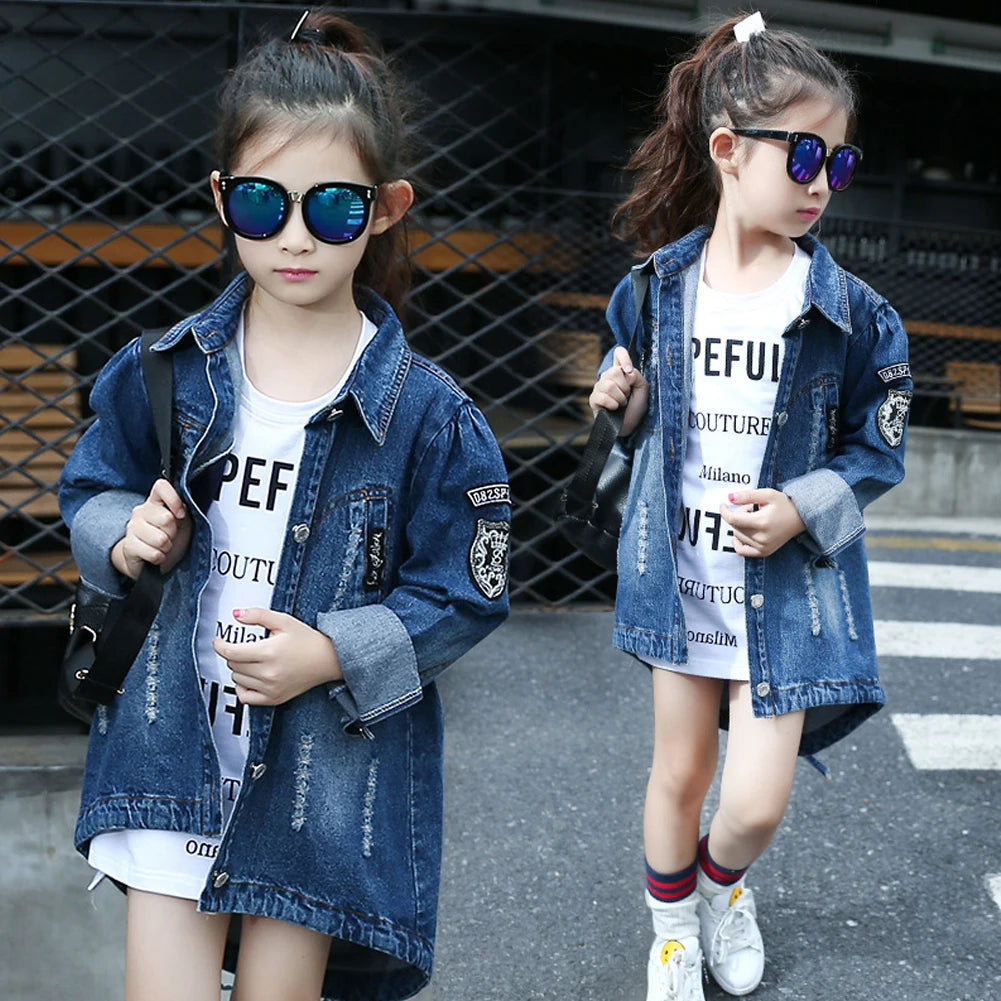 Girls Denim Jacket,Sequin Vintage Jeans Coats,Girls Jean Coat,Toddler Casual Windbreaker Cowboy Outerwear for Spring Autumn
