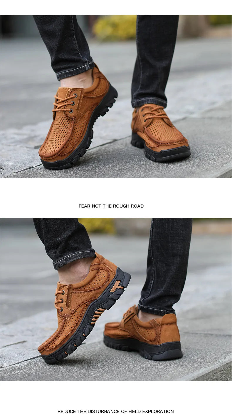 2024 New Men Shoes Genuine Leather Men Flats Loafers High Quality Breathable Outdoor Men Sneakers Male Casual Shoes Plus Size 48
