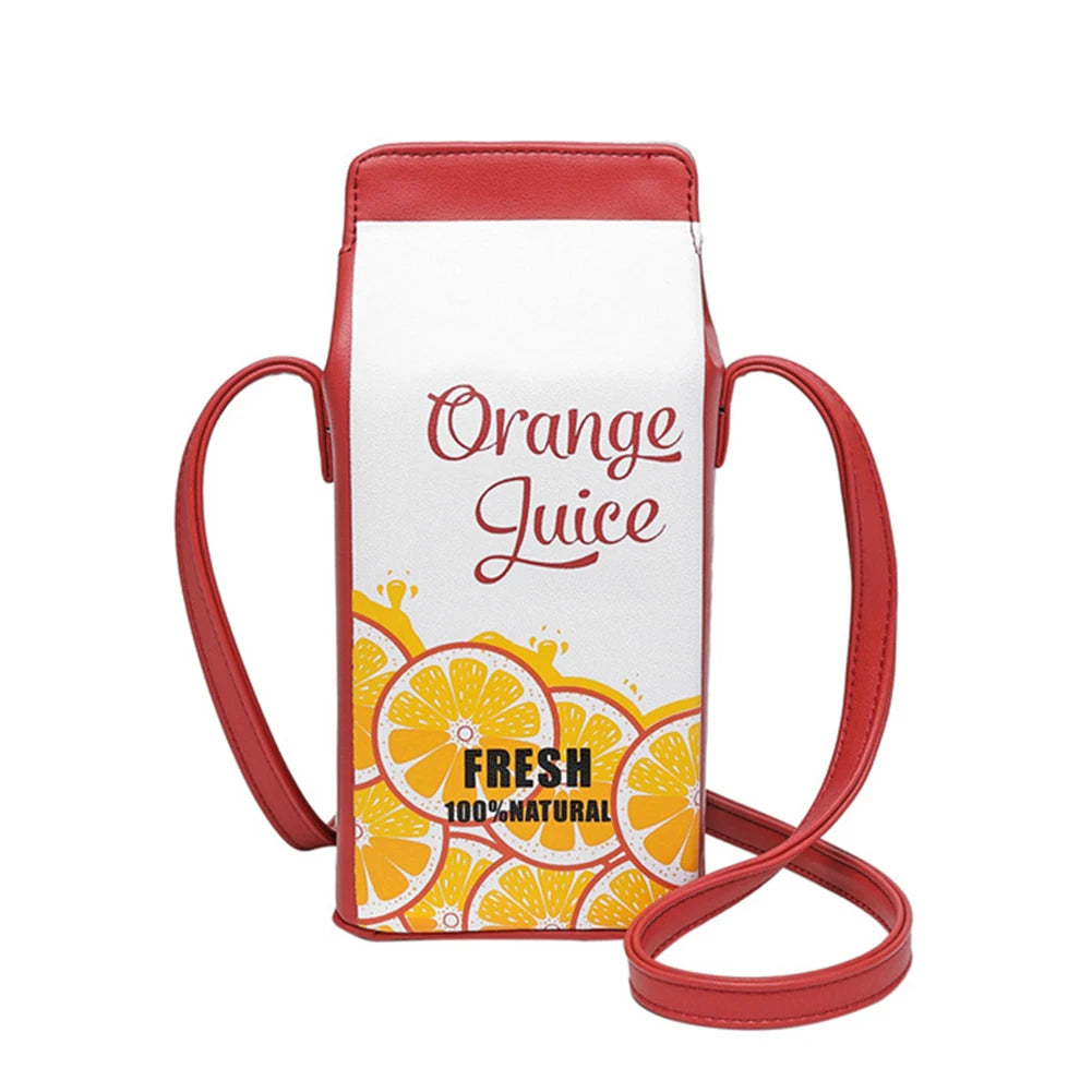 Portable Women Funny Milk Box Shape Shoulder Bag Phone  Crossbody Pouch Female Crossbody Bag Daily Shoulder Bag Ladies Bags