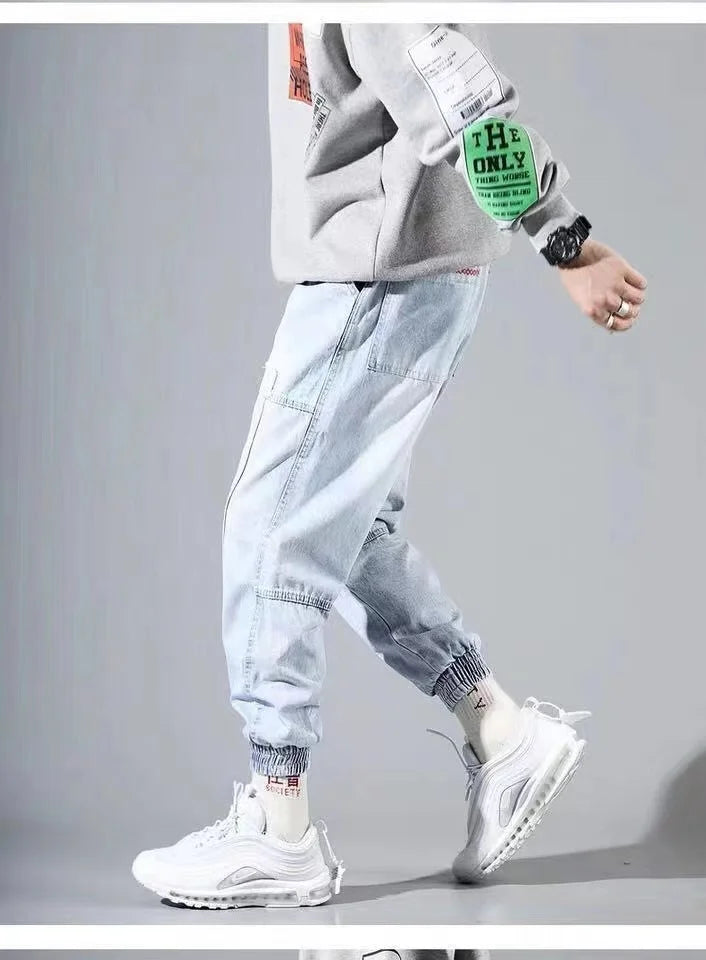 2025 New Streetwear Hip Hop Cargo Pants Men's jeans Cargo Pants Elastic Harun pants Joggers Pants In Autumn and Spring Men Cloth