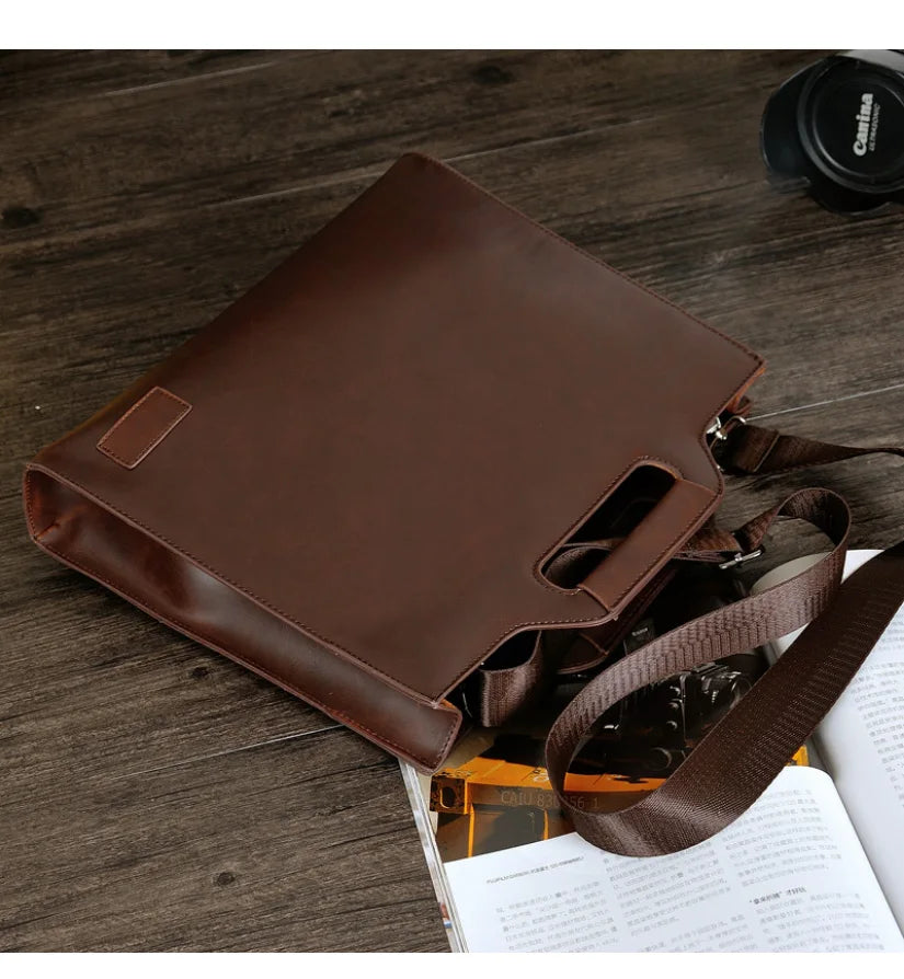 Business Briefcase Men Travel Portable Handbag Solid Casual Leather Messenger Crossbody Bag Male Big Office Laptop Bag XA219C