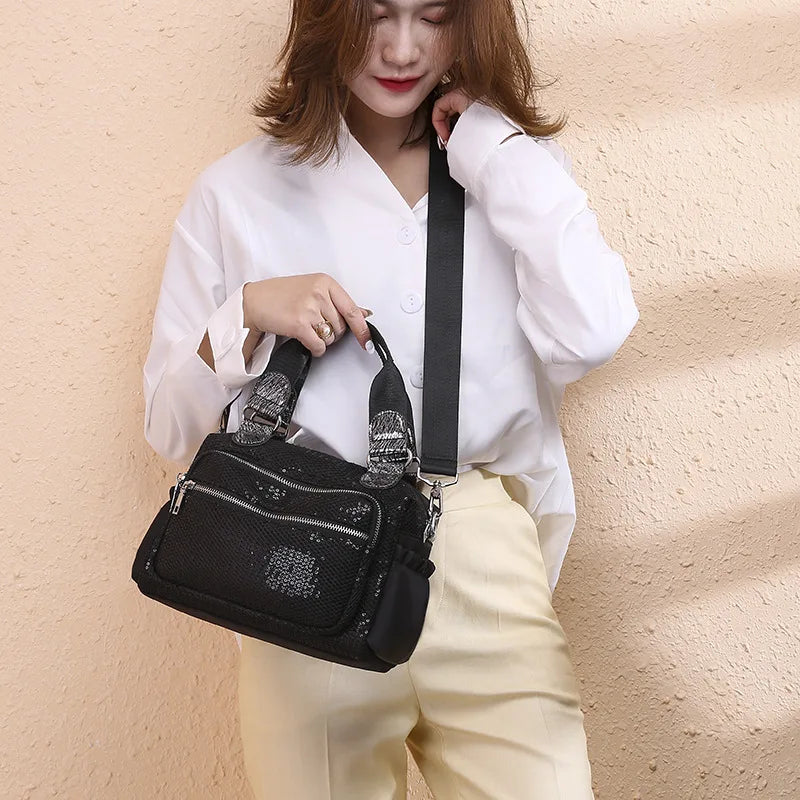 NIGEDU Brand Women Handbags Designer Oxford Crossbody Bag Fashion Sequin Female Messenger Bags Shoulder Bag Ladies Big Totes