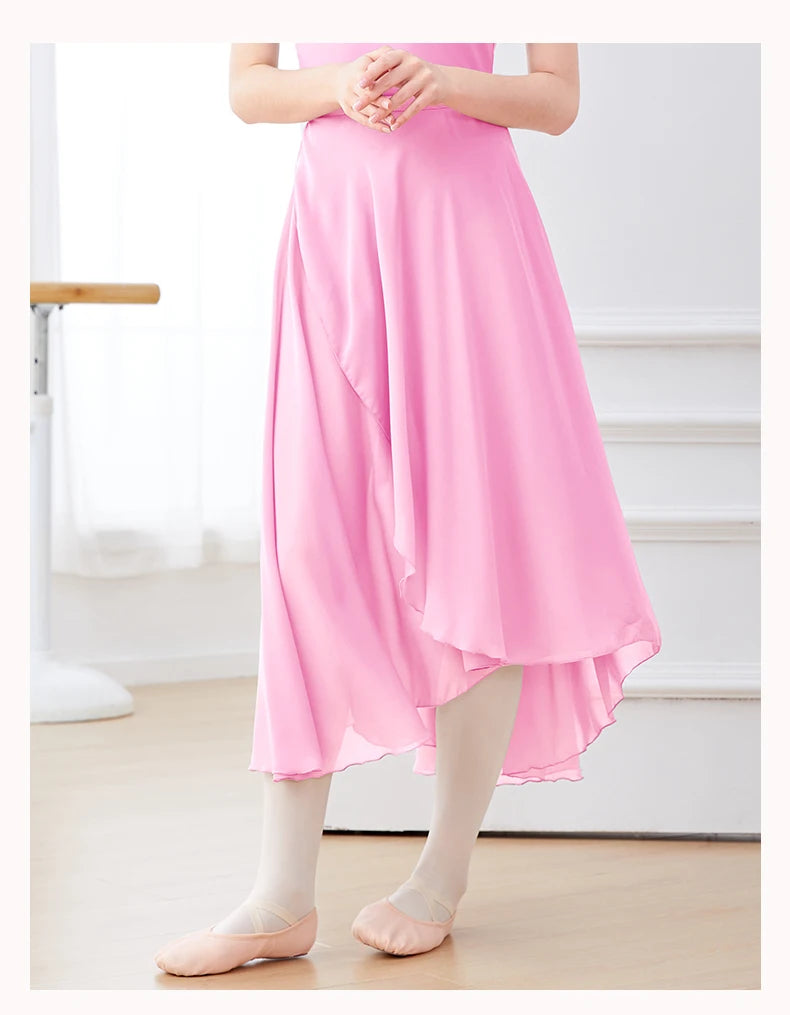 Dance Skirt Women Long Chiffon Ballet Skirts Adult Ballroom Dance Skirt Black Burgundy Ballet Costume Waist Tie Dress