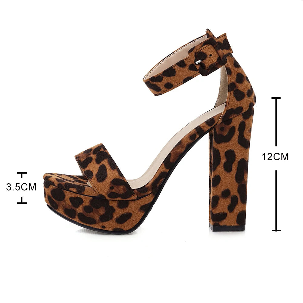 Ladies Platform Super high heel sandals leopard heels Woman Party dress shoes summer Sandalia Feminina Femme Sandalias De Mujer