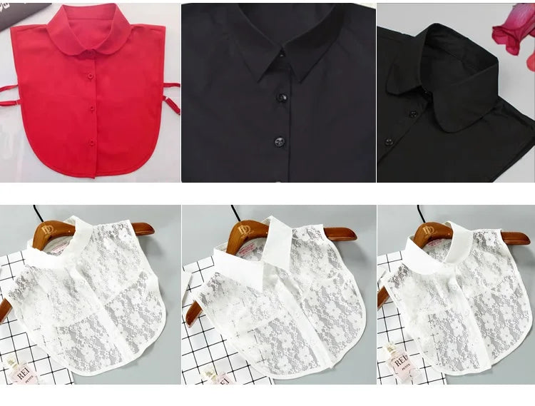 White Fake Collar Shirt For Children False Collar Blouse Lace Kids Peter Pan Collar Detachable Lapel Half Shirt Boys Faux Col