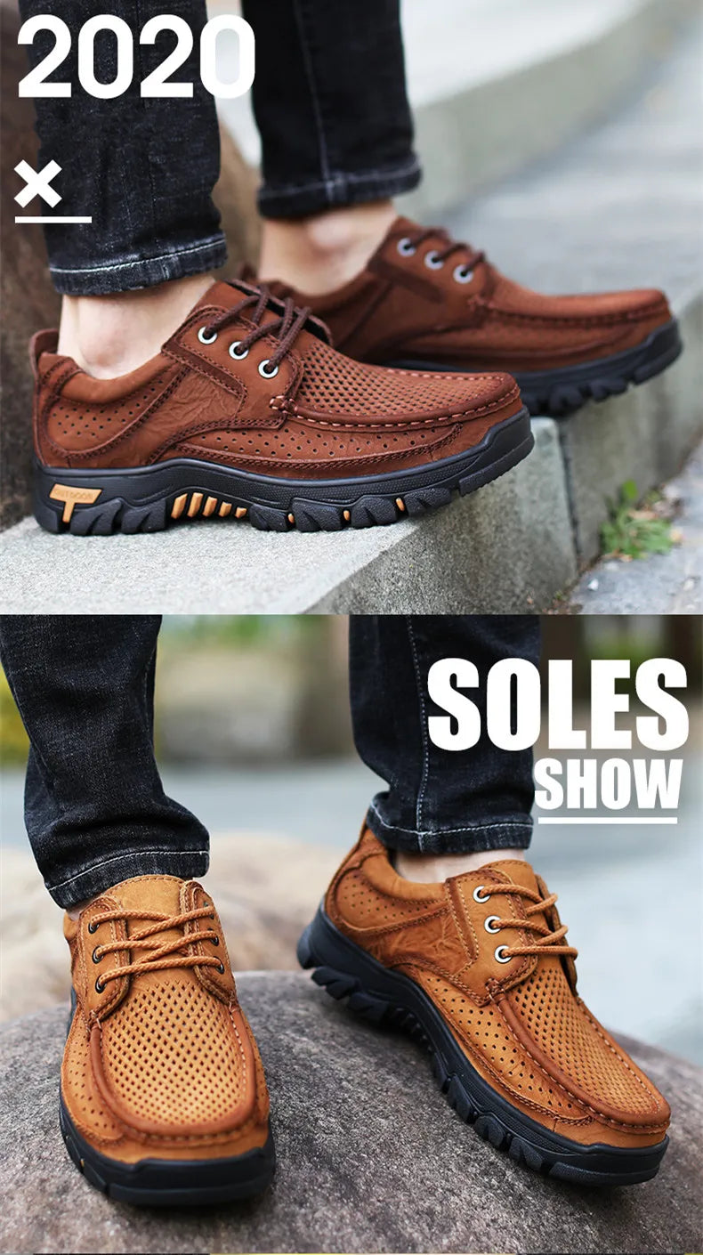 2024 New Men Shoes Genuine Leather Men Flats Loafers High Quality Breathable Outdoor Men Sneakers Male Casual Shoes Plus Size 48