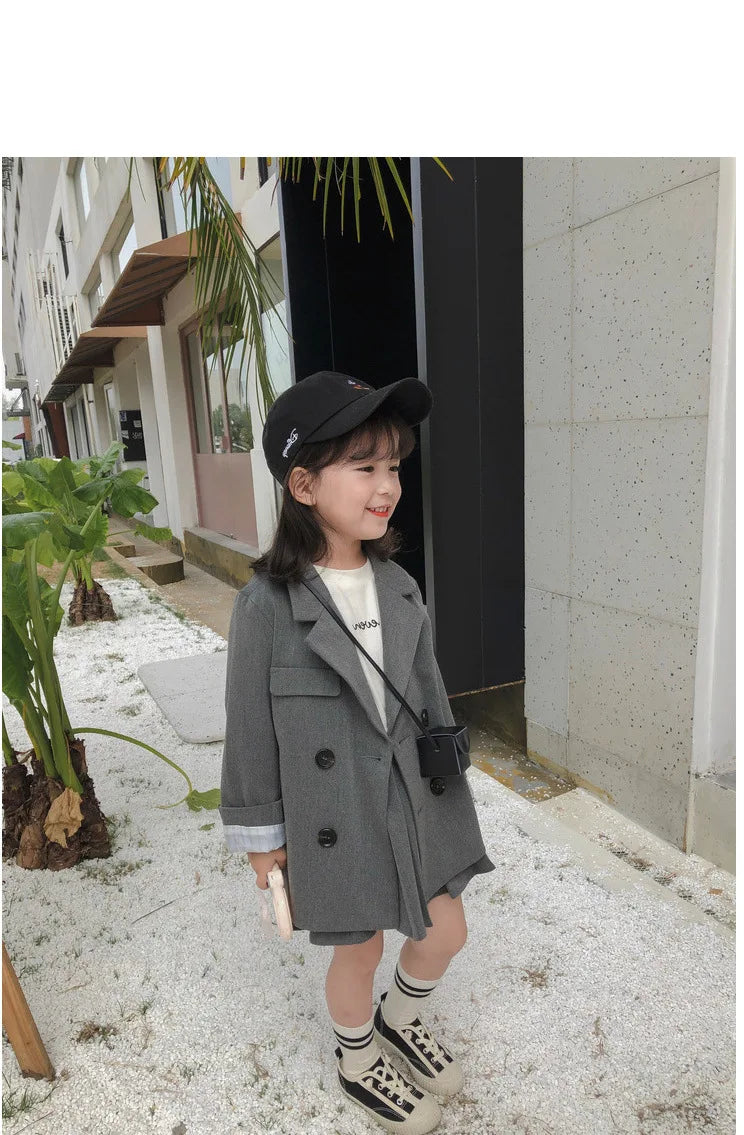 Girls' Suit British Style Noble Long Girls' Suit Plus Skirt 2024 Spring Clothes New Children's Clothing Fashion Casual