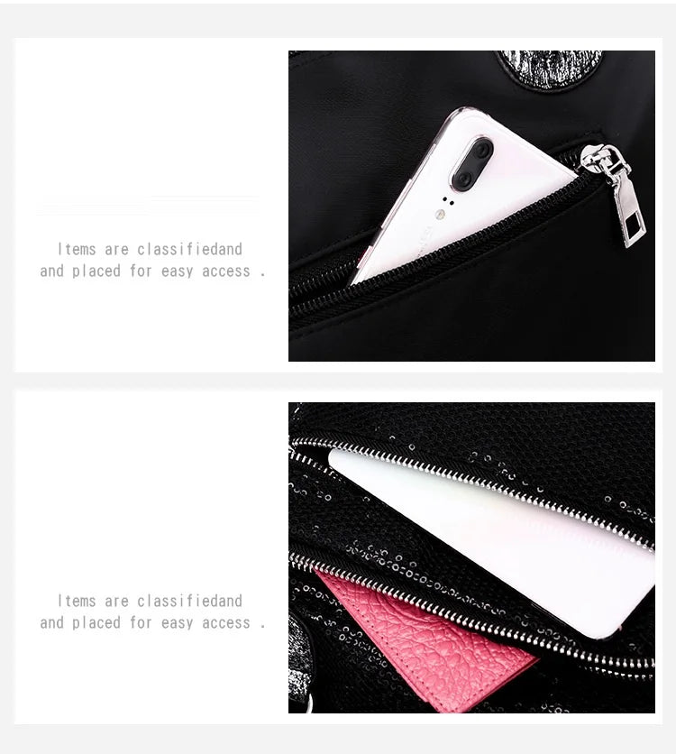 NIGEDU Brand Women Handbags Designer Oxford Crossbody Bag Fashion Sequin Female Messenger Bags Shoulder Bag Ladies Big Totes