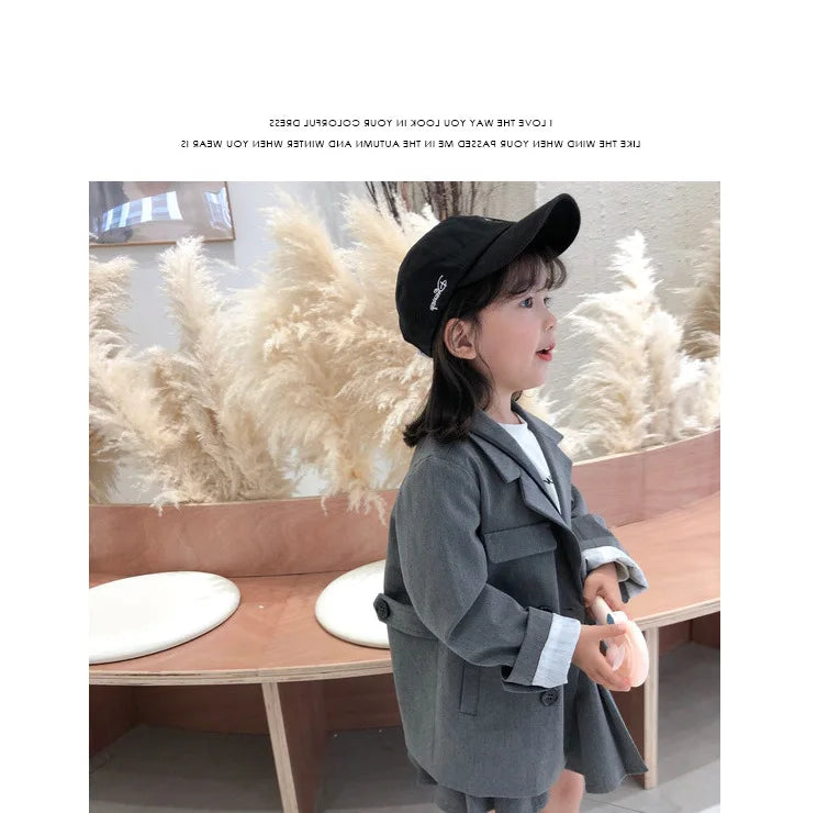 Girls' Suit British Style Noble Long Girls' Suit Plus Skirt 2024 Spring Clothes New Children's Clothing Fashion Casual