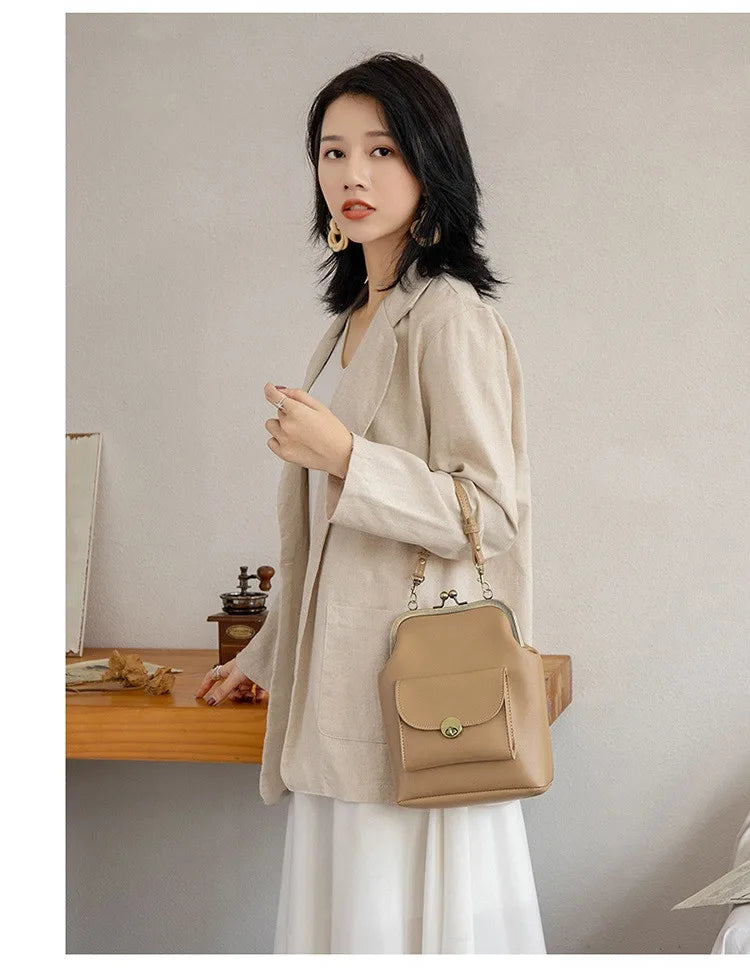 NIGEDU women shoulder bags Korean style Metal Buckle clip Ladies Handbags PU Leather lady Sling bag female Crossbody Bag purses