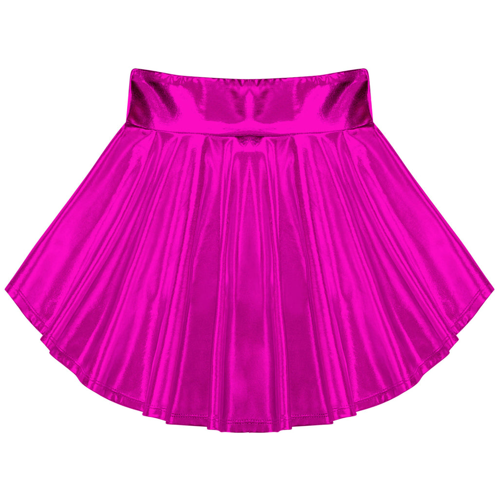 Girls Ballet Dance Skirts Solid Color Ruffle Irregular Hem Dance Party Costume Kids Dance Wear Bronzing Cloth Mini Skirts