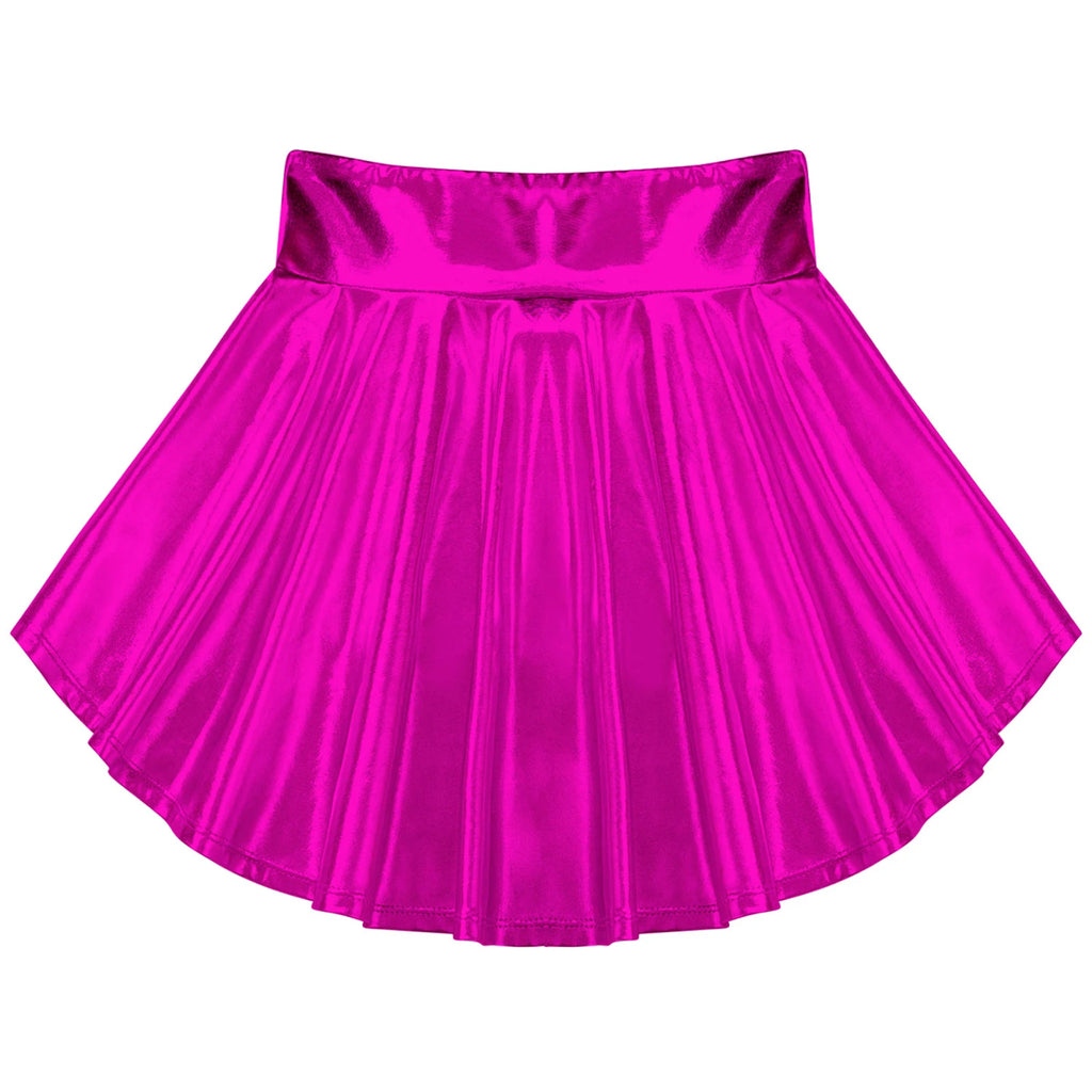 Girls Ballet Dance Skirts Solid Color Ruffle Irregular Hem Dance Party Costume Kids Dance Wear Bronzing Cloth Mini Skirts