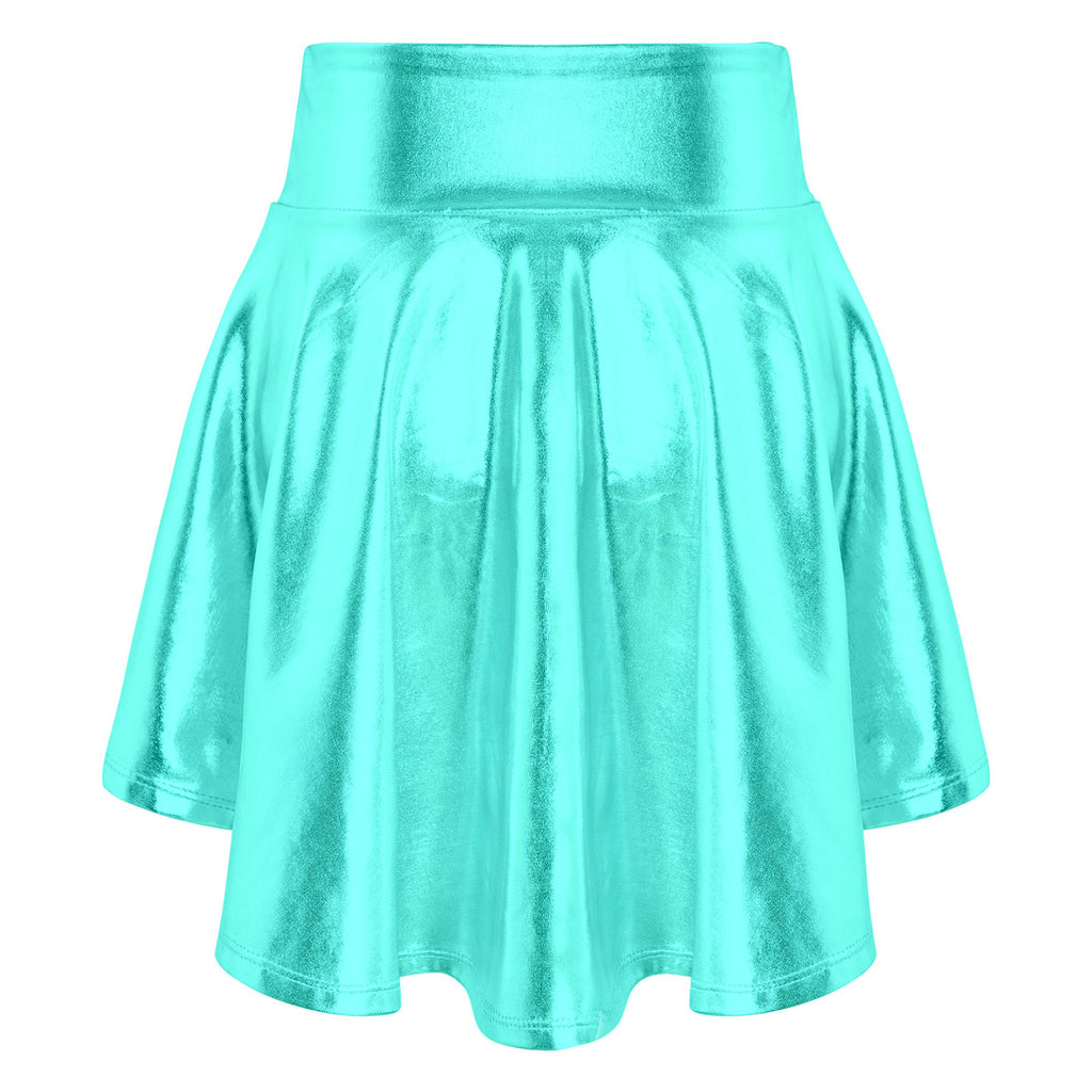 Girls Ballet Dance Skirts Solid Color Ruffle Irregular Hem Dance Party Costume Kids Dance Wear Bronzing Cloth Mini Skirts