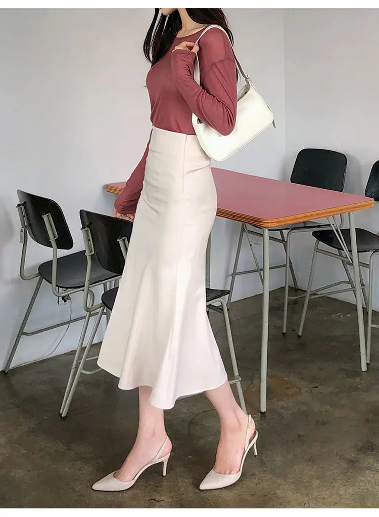 Elegant Office Long Skirts Women 2026 Fashion High Waist Bodycon White Black Skirt French Y2k Slim Corset Bridal Maxi Skirt XL