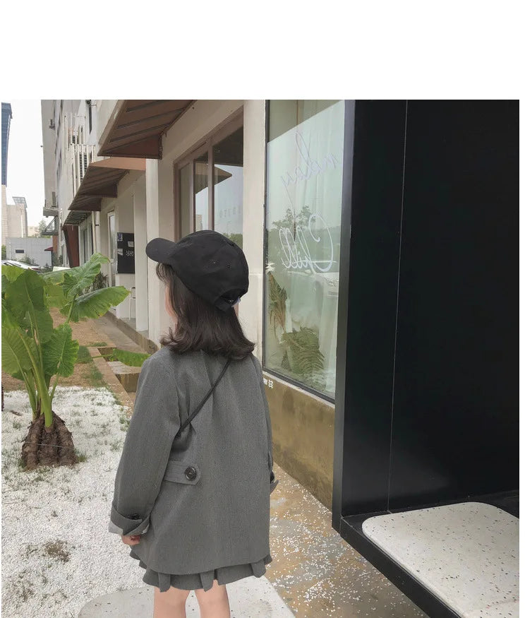 Girls' Suit British Style Noble Long Girls' Suit Plus Skirt 2024 Spring Clothes New Children's Clothing Fashion Casual