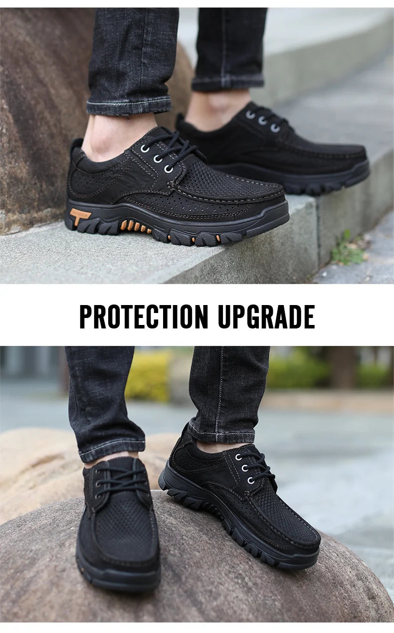 2024 New Men Shoes Genuine Leather Men Flats Loafers High Quality Breathable Outdoor Men Sneakers Male Casual Shoes Plus Size 48