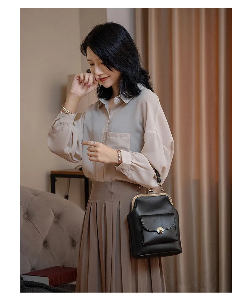 NIGEDU women shoulder bags Korean style Metal Buckle clip Ladies Handbags PU Leather lady Sling bag female Crossbody Bag purses