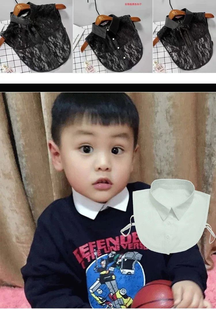 White Fake Collar Shirt For Children False Collar Blouse Lace Kids Peter Pan Collar Detachable Lapel Half Shirt Boys Faux Col