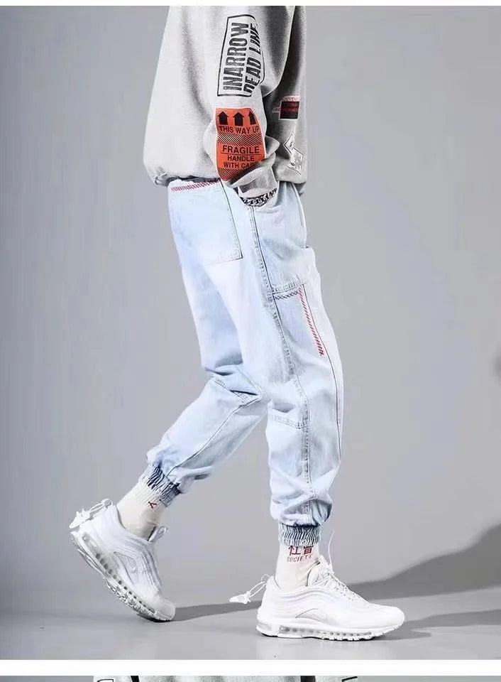 2025 New Streetwear Hip Hop Cargo Pants Men's jeans Cargo Pants Elastic Harun pants Joggers Pants In Autumn and Spring Men Cloth
