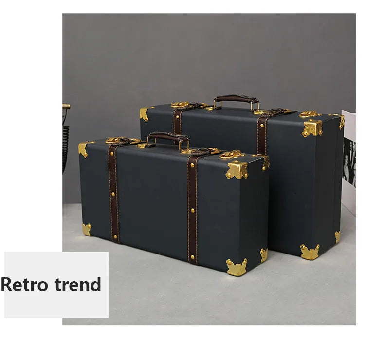 Luxury Vintage Trunk Travel Hand Big Suitcases Leather Luggage Under Bed Clothing Organizer Storage Box Antique Bin Customized