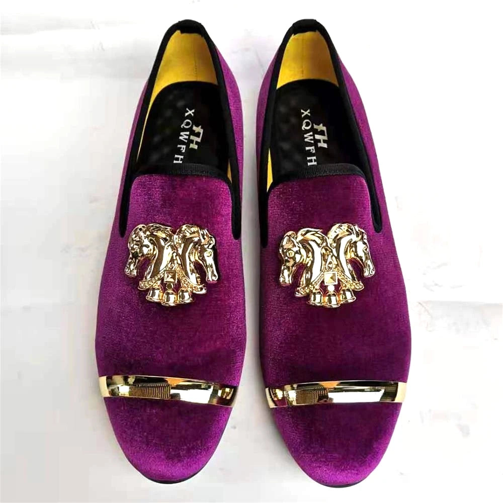 Men Party Dinner Formal Shoes Fashion Gentleman Wedding Dress Shoes for Men Casual Shoes Beige Velvet Loafers