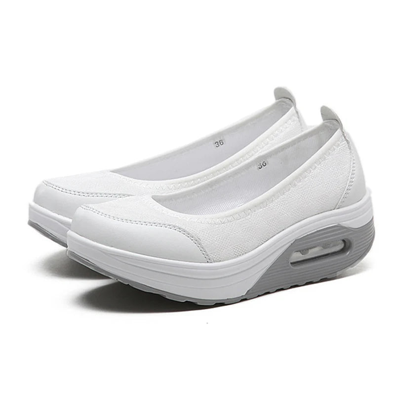 Women Platform Sneakers 2021 New Fashion Womens Casual Office Shoes Wedges Swing Shoes Thick Sole Big Size 42 Nurse Work Shoes