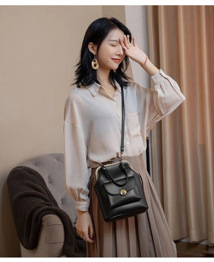 NIGEDU women shoulder bags Korean style Metal Buckle clip Ladies Handbags PU Leather lady Sling bag female Crossbody Bag purses
