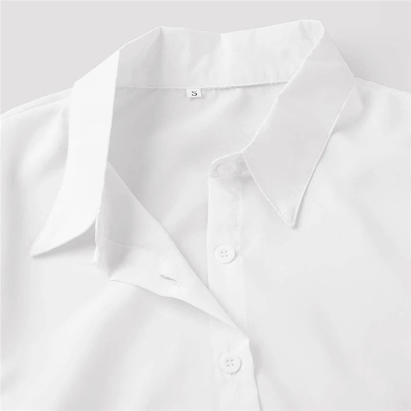 Office Lady Work White Blouses Shirts Long Sleeve OL Shirt Bodysuit Women's Clothing Lady Turn Down Collar Business Work Tops