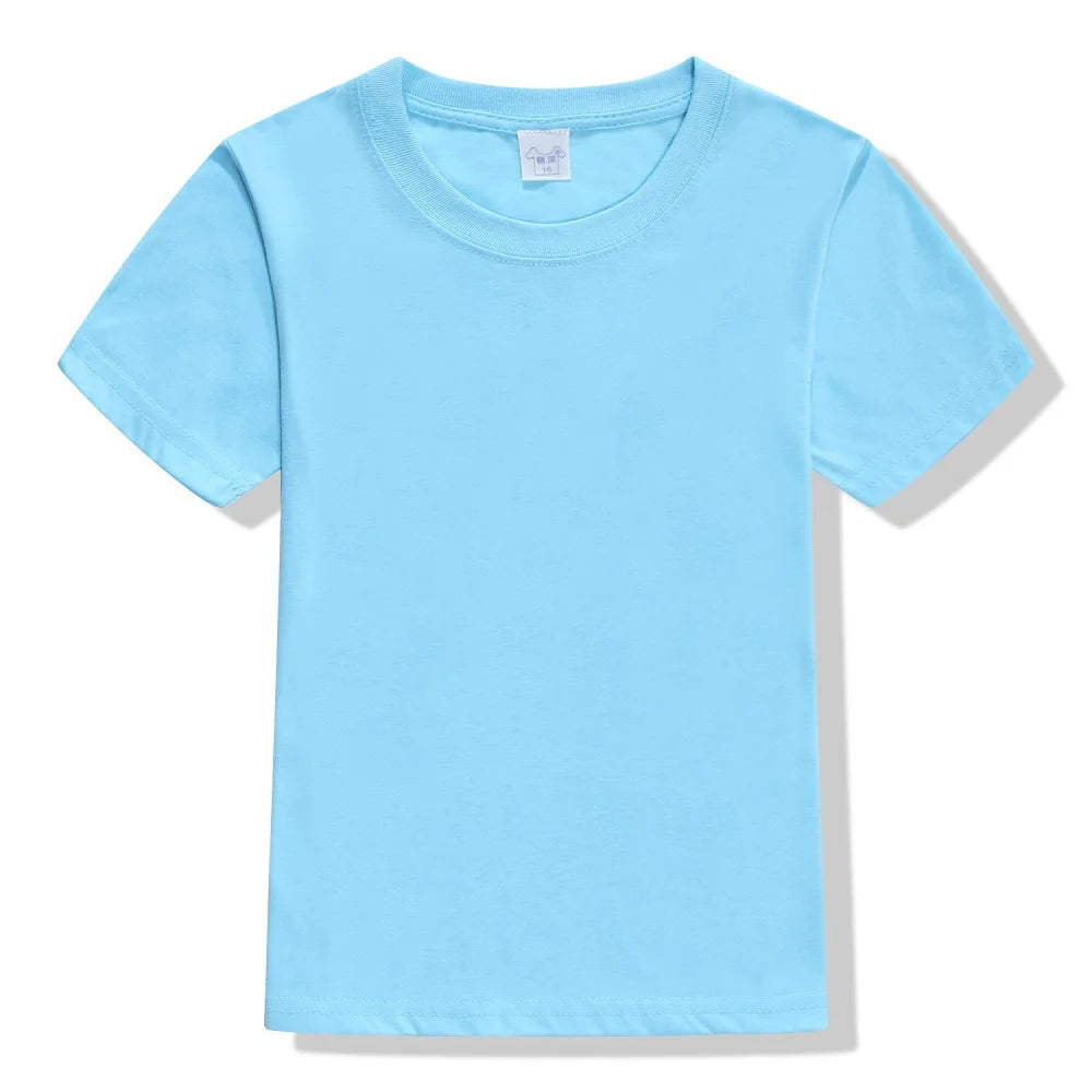 Customized Baby Boys T-Shirts Summer Short Sleeve Solid Custom Children Tees Shirts Cotton LOGO Girl Tops Personalized T Shirt