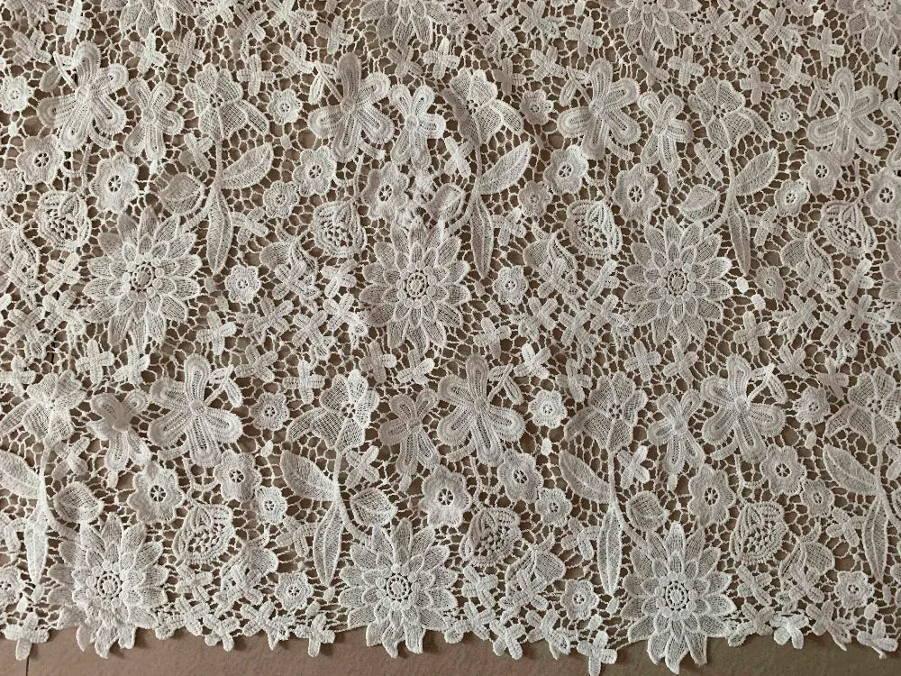 1yards Nigerian Lace Fabrics For Wedding Dress High Quality White African Cord Lace Fabrics French Guipure Lace Sewing Material