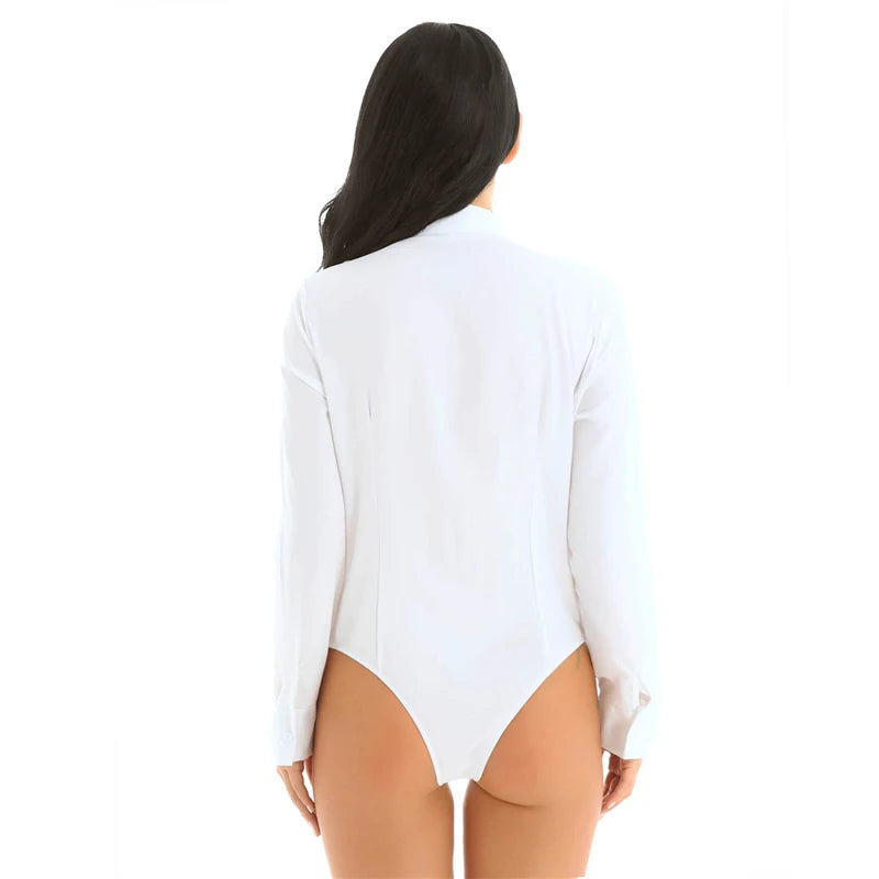 Office Lady Work White Blouses Shirts Long Sleeve OL Shirt Bodysuit Women's Clothing Lady Turn Down Collar Business Work Tops