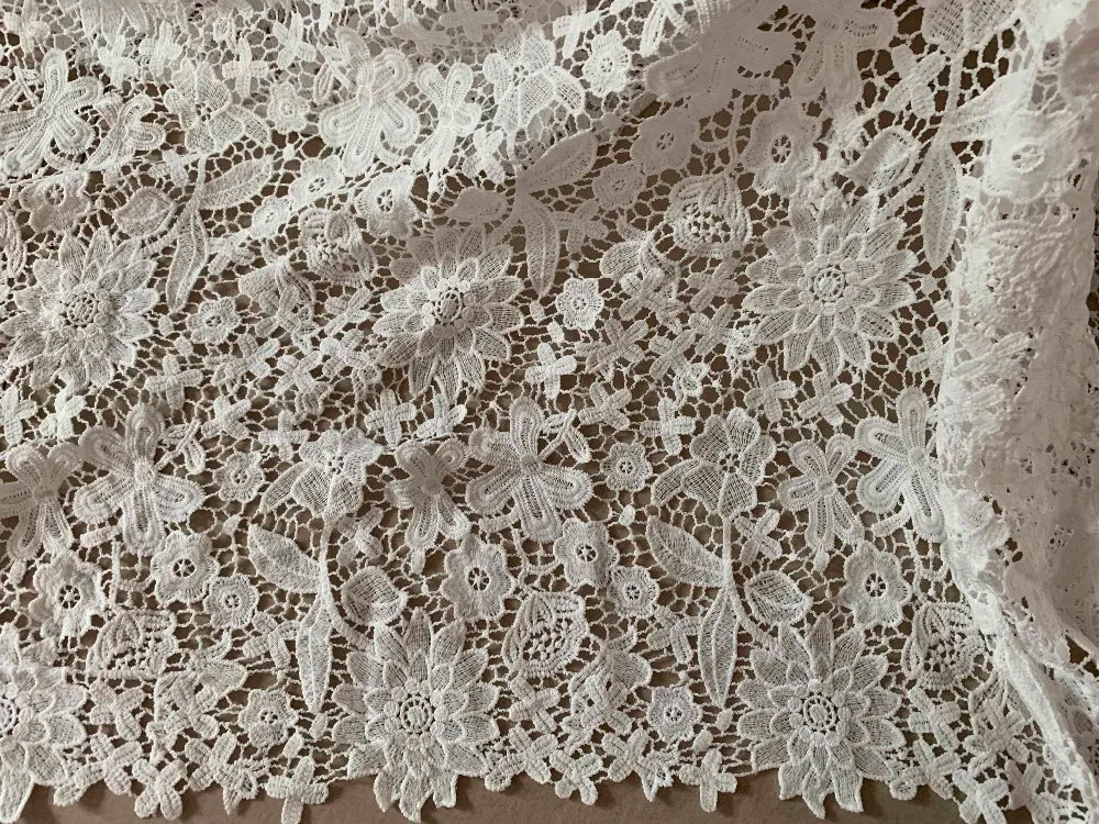 1yards Nigerian Lace Fabrics For Wedding Dress High Quality White African Cord Lace Fabrics French Guipure Lace Sewing Material