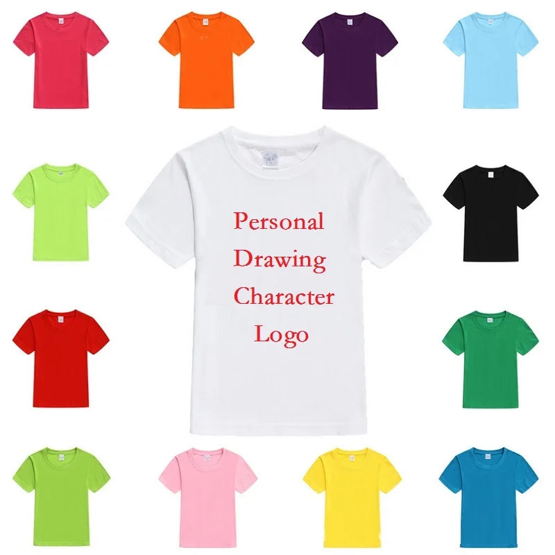 Customized Baby Boys T-Shirts Summer Short Sleeve Solid Custom Children Tees Shirts Cotton LOGO Girl Tops Personalized T Shirt