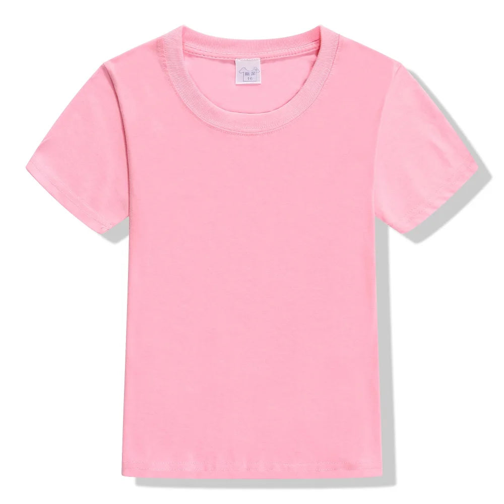 Customized Baby Boys T-Shirts Summer Short Sleeve Solid Custom Children Tees Shirts Cotton LOGO Girl Tops Personalized T Shirt